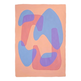2024, Mid-Century Modern Shapes Painting of "Flintstone Chic Curves", Acrylic Painting on Watercolor Paper by Ryan Rivadeneyra For Sale