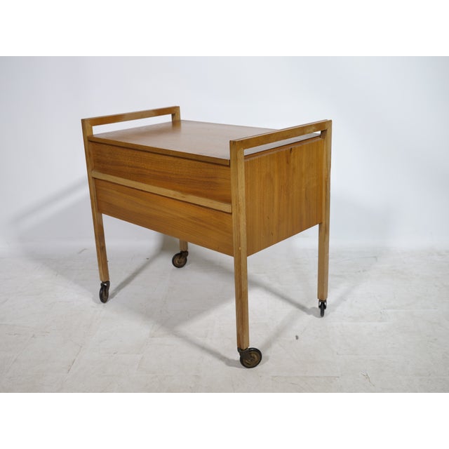 Mid-Century Modern Mid-Century Walnut Sewing Box on Casters, 1960s For Sale - Image 3 of 7
