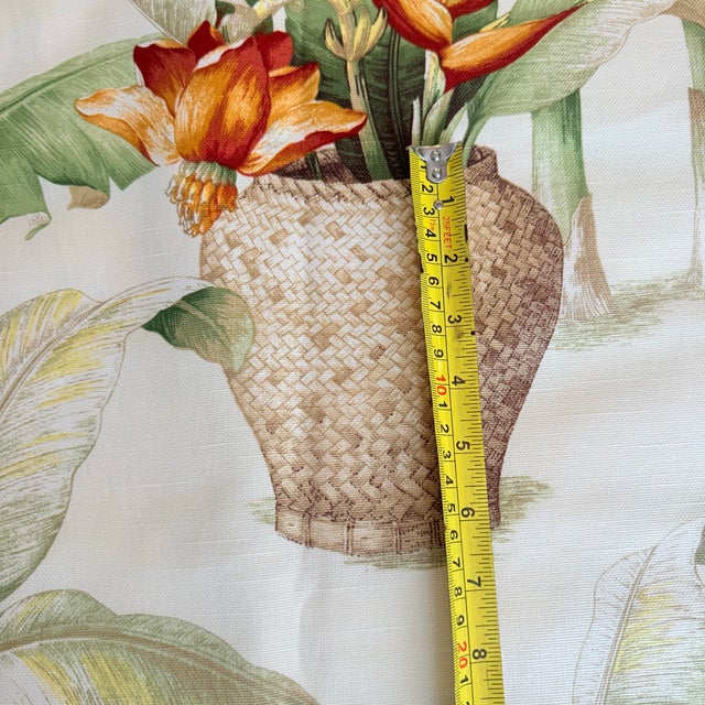 Cream Vintage P Kaufmann Tropical Botanical Heliconia Banana Leaf Cotton Fabric 8.5 Yards For Sale - Image 8 of 12