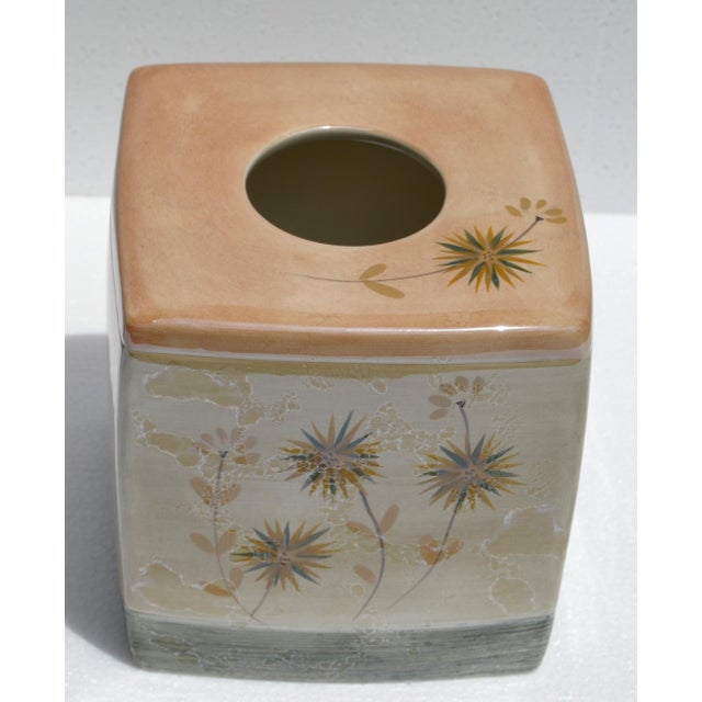 Late 20th Century Luxury Ceramic Decorative Floral Tissue Box Cover For Sale - Image 13 of 13