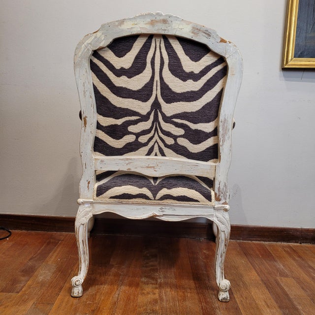 Louis XV Armchairs in Polychrome Wood with Zebra-Print Upholstery, France, 1790s, Set of 2 For Sale - Image 13 of 18