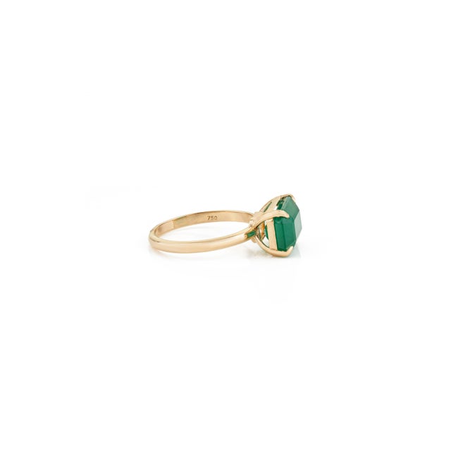 Green Natural Zambian Emerald 4.42 Ct May Birthstone Cocktail Ring in 18k Yellow Gold Size 4 For Sale - Image 8 of 16