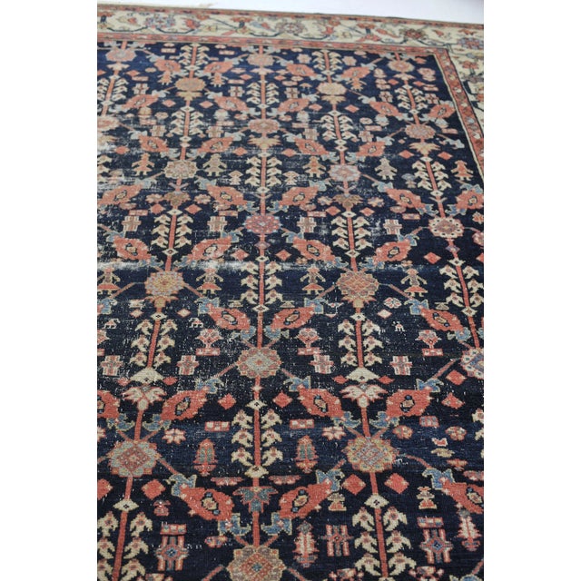 Antique Lattice Design Bordered Rug, 9.11 x 12.6 For Sale - Image 9 of 11