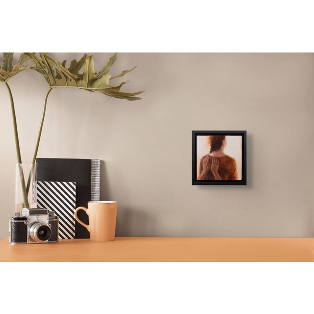 Early 21st Century The Sea Within by Ken Cunningham | Oil on cradled panel painting of a woman from behind with hands on her shoulders For Sale - Image 5 of 5