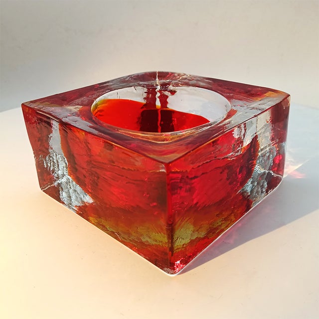 Vintage Square Ashtray in Handcrafted Murano Glass by Flavio Poli for Seguso, 1960s For Sale - Image 7 of 11