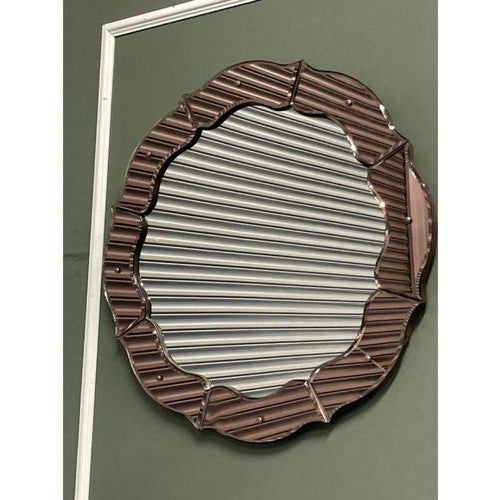 1920s French Art Deco Convex Peach Coloured Wall Mirror, 1920s For Sale - Image 5 of 11