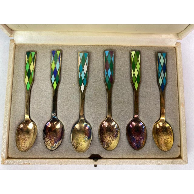 Harlequin Silver Spoons attributed to George Jensen, 1950s, Set of 6 For Sale - Image 3 of 5