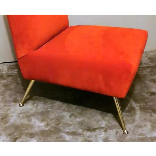 Italian Lounge Chair in Red Velvet in the Style of Zanuso Marco, 1960s For Sale - Image 9 of 13