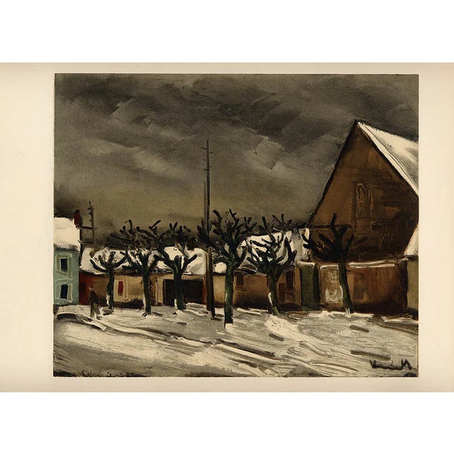 Modern 1958 Vlaminck Lithograph 33 Lime Trees Under Snow For Sale - Image 3 of 3