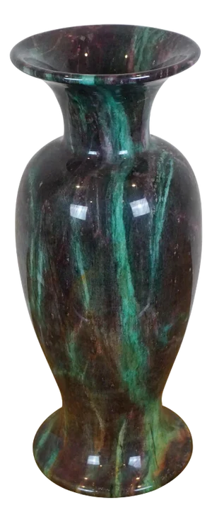 Vintage Chinese Purple Green Carved Jade Marble Mantel Urn Vase