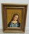 1980s Small Gold Gilt Carved Framed Religious Woman Bust Oil Painting For Sale - Image 9 of 11