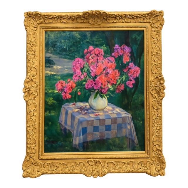 Jeanne Lauvernay‑Petitjean French Impressionist Oil on Canvas “Still Life With Flowers” – Signed For Sale