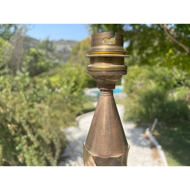 French Art Deco Table Lamp in Gold-Coloured Brass, 1940 For Sale - Image 3 of 9