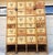An exceptional, original card catalog cabinet from the mid-20th century, crafted from solid pine (with plywood back panels...