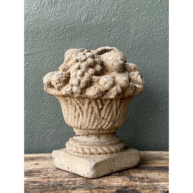 Vintage Concrete Fruit Basket Sculpture For Sale - Image 9 of 18