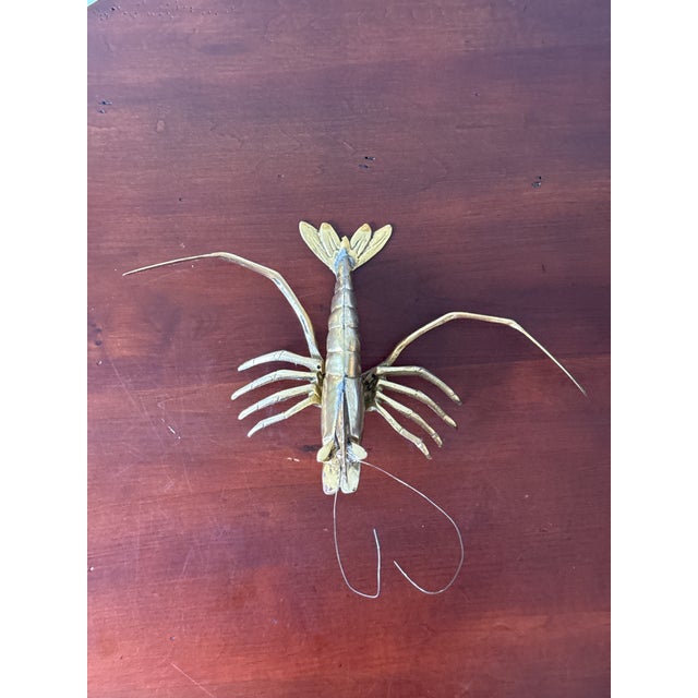 Mid 20th Century Vintage Brass Shrimp Figure For Sale - Image 5 of 7
