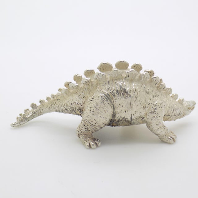 Vintage Italian Handmade Genuine Sterling Silver 925 Stegosaurus Dinosaur Sculpture Rare Solid Figurine For Sale - Image 4 of 11