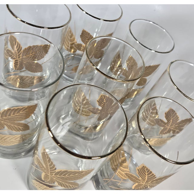 Mid Century 22kt Gold Leaf Tumblers- Set of Eight For Sale - Image 11 of 12