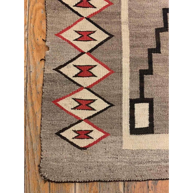 1920s Grey Storm Geoemtric Antique American Navajo Rug 3'x5' 7" Flatweave Wool Carpet For Sale - Image 9 of 12