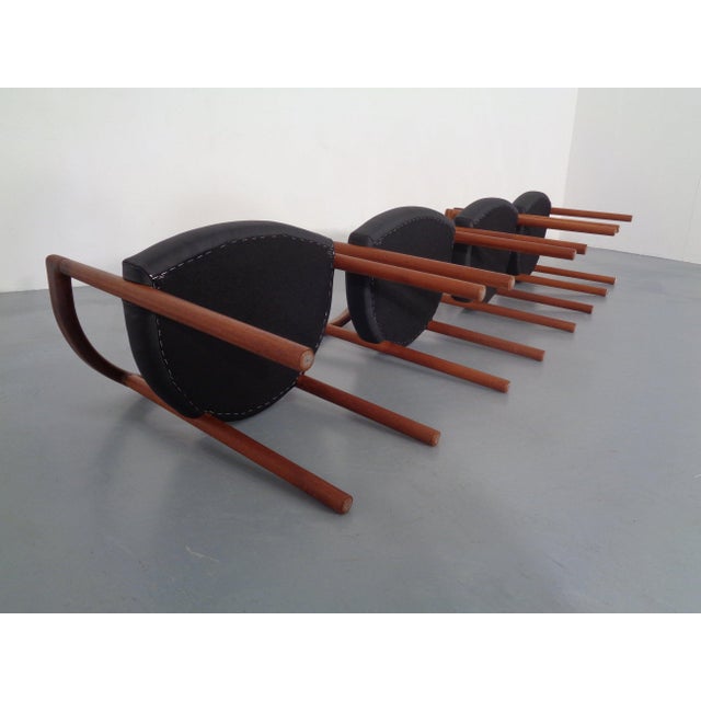 Teak & Leather Model 195 Dining Chairs by Ole Gjerløv-Knudsen & Torben Lind for France & Søn, Denmark, 1960s, Set of 4 For Sale - Image 9 of 18