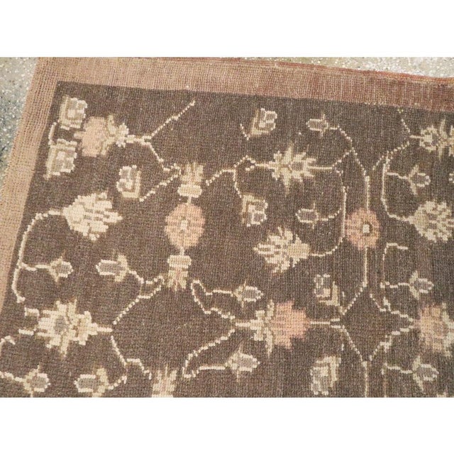 Textile Mid-20th Century Handmade Turkish Anatolian Brown Accent Rug For Sale - Image 7 of 9