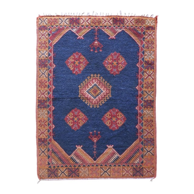 1980s Small Tribal Moroccan Rug - 5.1 X 3.6 Ft For Sale