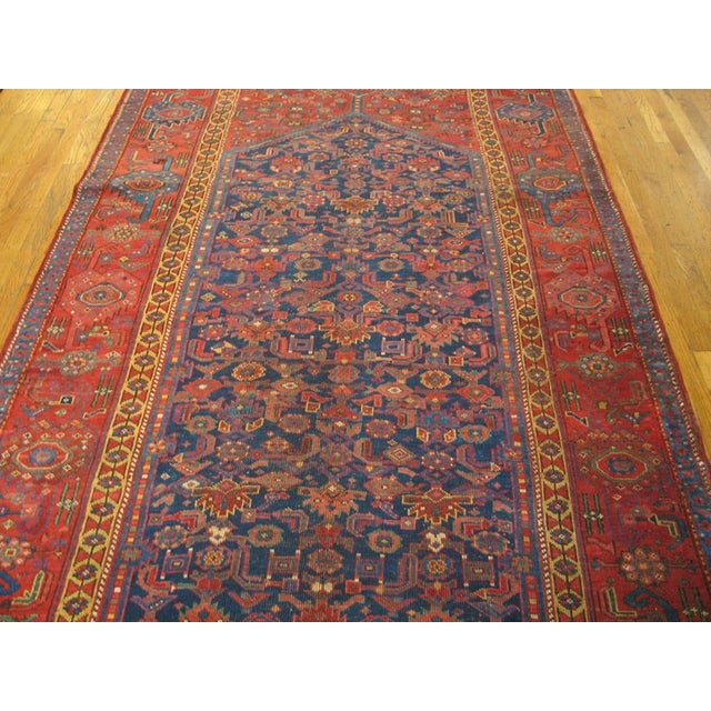 19th Century W. Persian Kurdish Carpet ( 5'9" x 10'6" - 175 x 320 ) Antique Kurdish Hallway Runner Wool Blue Rug, Country...