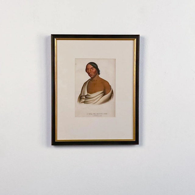 Mid 19th Century "O-Hya-Wa-Mince-Kee, a Chippewa Chief" McKenney & Hall Engraving of a Native American, 19th Century For Sale - Image 5 of 5