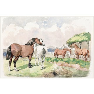 1850 Vintage English Equestrian Art Print by John Frederick Herring - 12" X 8" For Sale