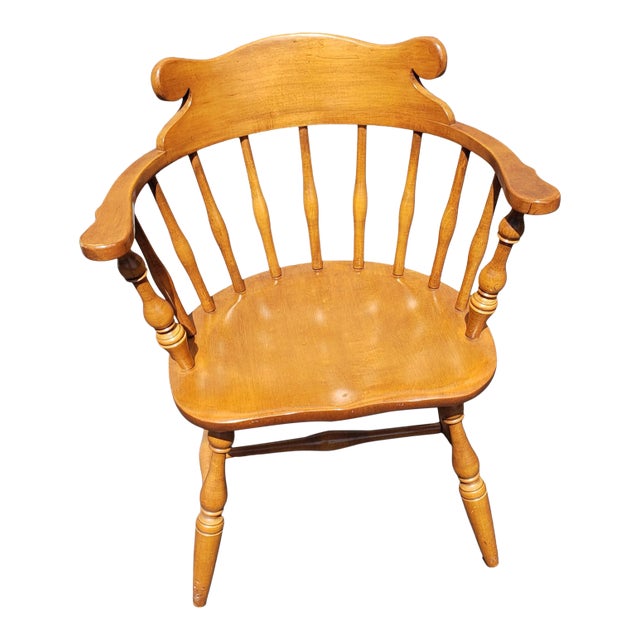 Vintage Conant Ball Low Back Bow Back Maple Windsor Spindle Chair For Sale