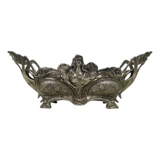 Art Nouveau Silvered Bronze Planter, 1890s For Sale
