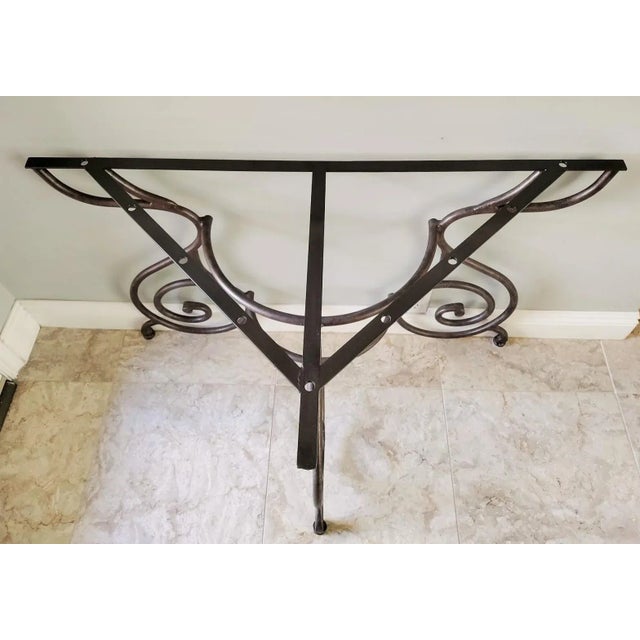 Custom Solid Wrought Iron Demilune Console / Entry Table Base in