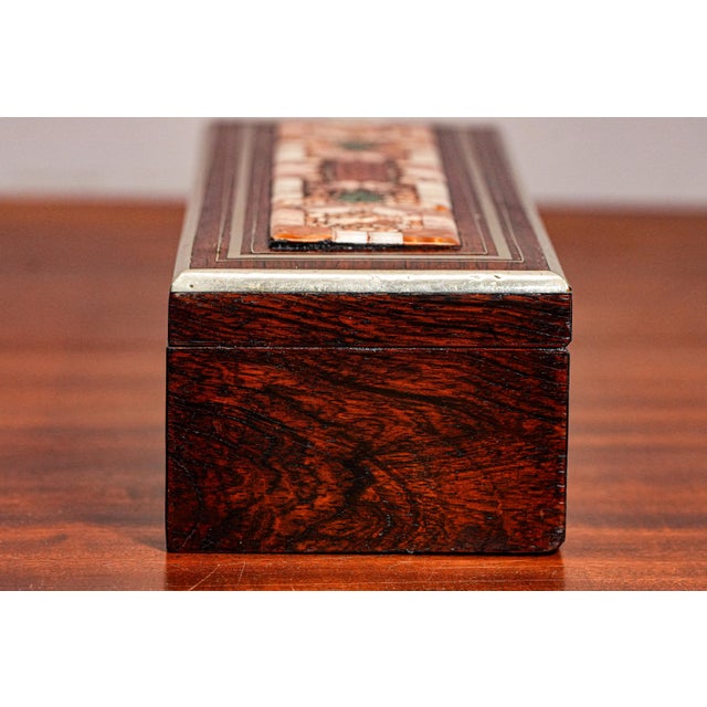 Magnificent Antique Grand Tour Inlaid Specimen Stone Pietra Dura Box Home Decor For Sale - Image 11 of 14