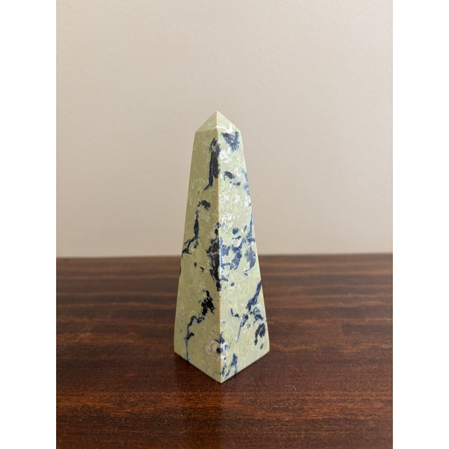 Stone Yellow and Black Marble Obelisk With Dramatic Veining For Sale - Image 7 of 11