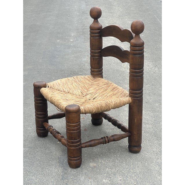 Vintage Oak and Straw Coffee Chair, 1960s For Sale - Image 3 of 18