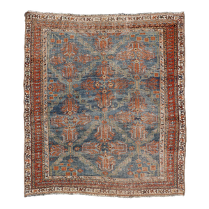 Antique Persian Afshar Rug With Allover Geometric Design in Soft Blue 3'10"x4'7"