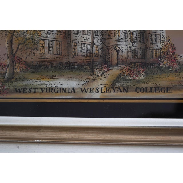 West Virginia Wesleyan College Eglomise Framed Panel Reproduction Print For Sale In Philadelphia - Image 6 of 8