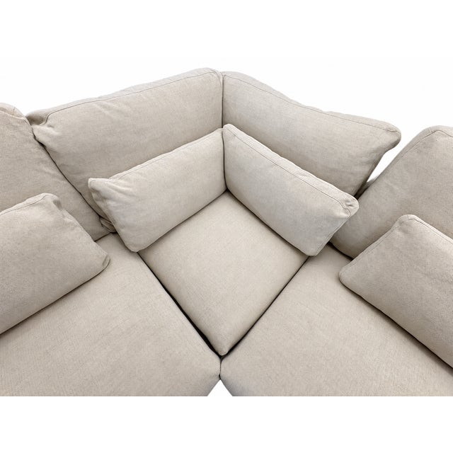 Restoration Hardware Rh Lugano Modular 5-Piece Sectional | Italy | Down-Feather | Performance Linen Weave – Sand | Customizable For Sale - Image 4 of 18