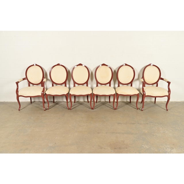 A gorgeous set of six French Provincial Louis XV style dining chairs In the manner of Karges Furniture USA, Circa 1960s...