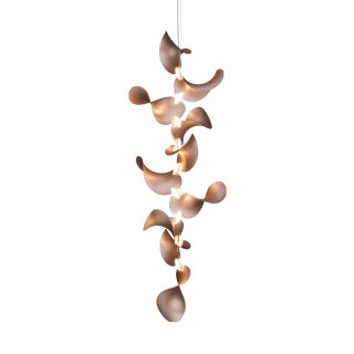 Dune 10 Vertical Cluster Pendant Light with Shades in Copper Metallic Tone by Daniel Becker for Moss Objects For Sale
