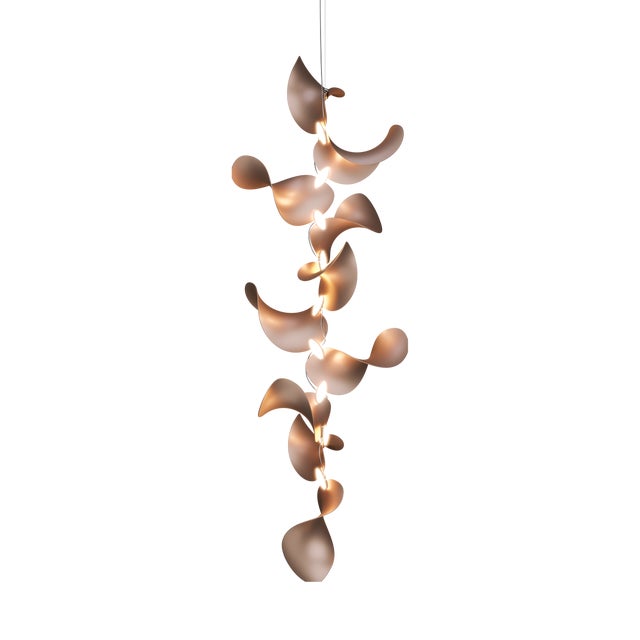 Dune 10 Vertical Cluster Pendant Light with Shades in Copper Metallic Tone by Daniel Becker for Moss Objects For Sale