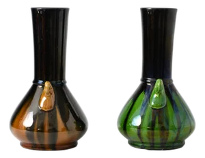 Japanese Awaji Ware Drip Glaze Vases, 1890s, Set of 2