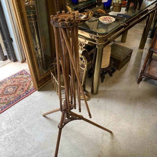 American Vintage 1930s Portable Collapsible Clothes Drying Rack For Sale - Image 3 of 6