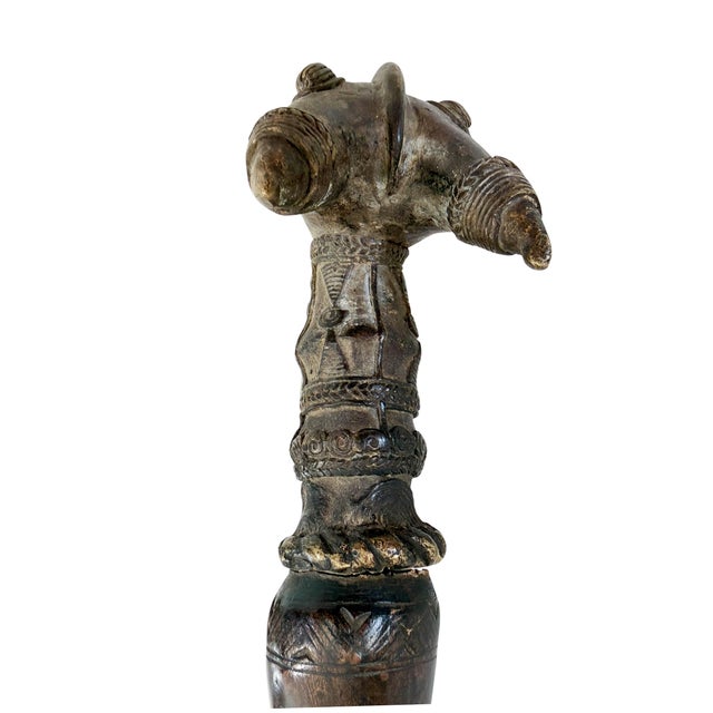 Rare Vintage Senufo Kpa'ana Bronze Ceremonial Figural Axe Côte d'Ivoire 13" H For Sale - Image 11 of 12