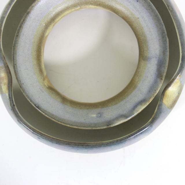 Ceramic Pansy Ring Vintage Studio Pottery Ikebana Vase Flower Frog Circular Flower Holder For Sale - Image 6 of 7