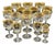 French Belle Époque Hand-Blown and Hand-Gilded Glass Champagne Coupes, Wine, Port and Liqueur Glasses, 1900s, Set of 18 For Sale
