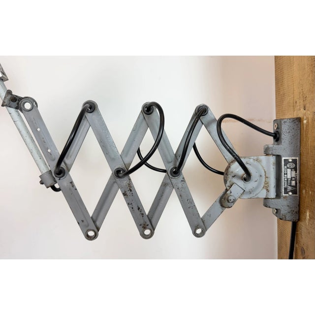 1960s Industrial Grey Scissor Wall Lamp, 1960s For Sale - Image 5 of 18