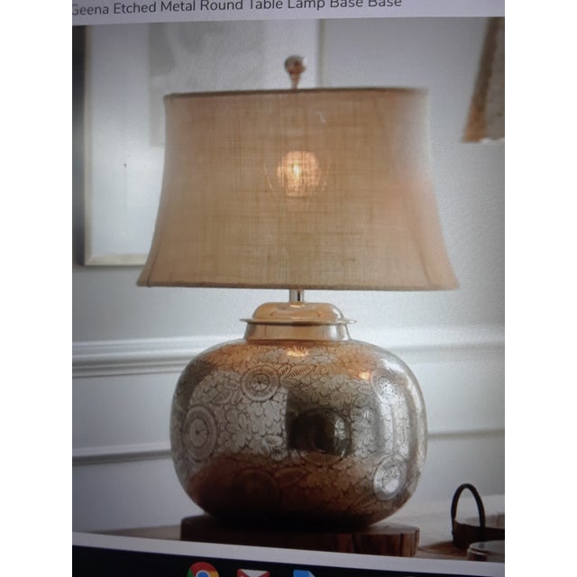 Pottery Barn "Geena "Etched Metal Round Table Lamps with Original