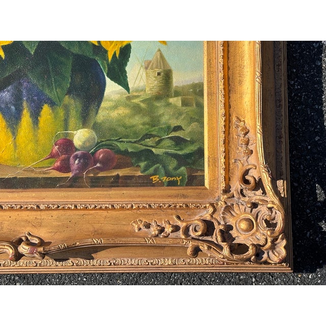 Sun Flowers - 20th C. Original Oil on Canvas in Exceptional Gilt Frame For Sale - Image 12 of 15