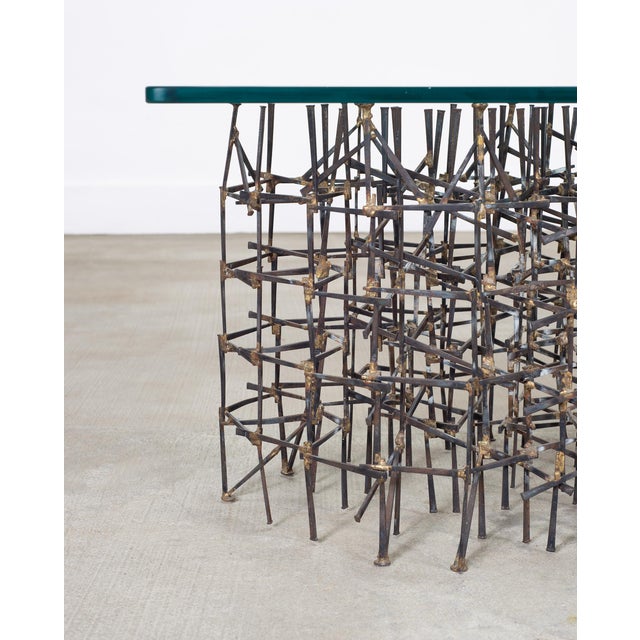 Marc Weinstein Attributed Brutalist Welded Nails Cocktail Table For Sale - Image 13 of 18
